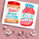 Peanut Butter en Jelly Waterverf Briefkaart<br><div class="desc">Voeg uw eigen tekst aan de voor en de rug toe,  of verander de kleuren. Kijk eens naar mijn winkel voor meer!</div>