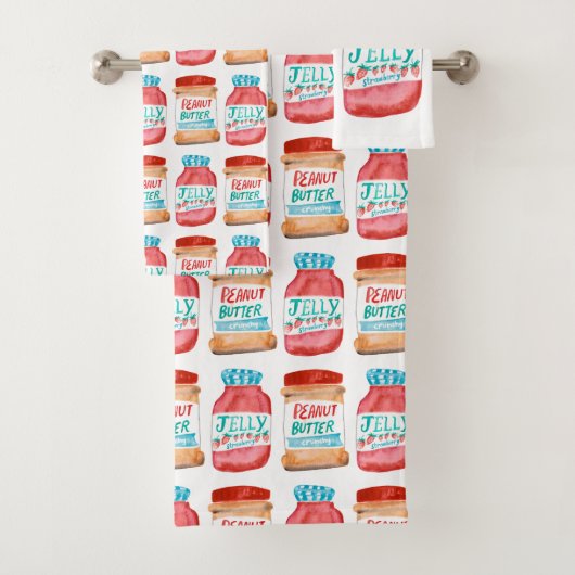 Peanut Butter en Jelly Waterverf Pattern Bad Handdoek (Insitu)