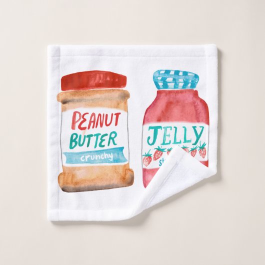 Peanut Butter en Jelly Waterverf Pattern Bad Handdoek (Wasdoekje)