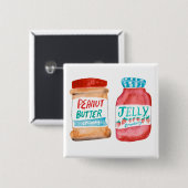 Peanut Butter en Jelly Waterverf Vierkante Button 5,1 Cm (Voorkant /achterkant)