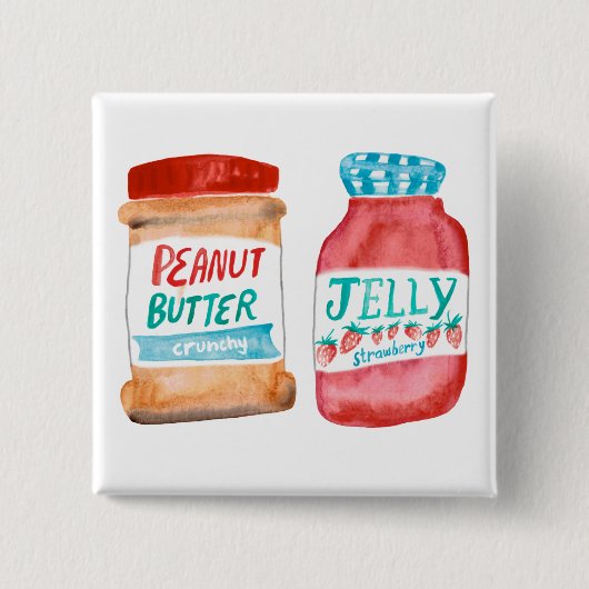 Peanut Butter en Jelly Waterverf Vierkante Button 5,1 Cm (Voorkant)