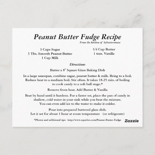 Peanut Butter Fudge Recipcard Briefkaart (Achterkant)