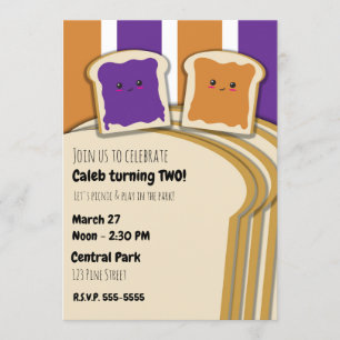 Peanut Butter Grape Jelly PB&J Birthday Party Kaart