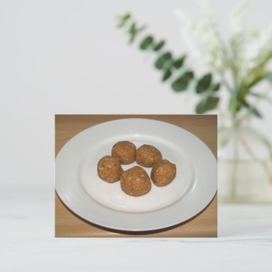 Peanut Butter Honey Oatmeel Balls Recipcard Briefkaart (Staand voorkant)