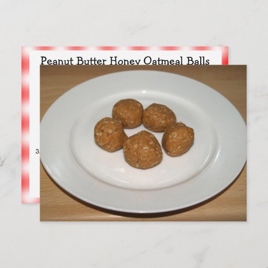 Peanut Butter Honey Oatmeel Balls Recipcard Briefkaart (Voorkant / Achterkant)