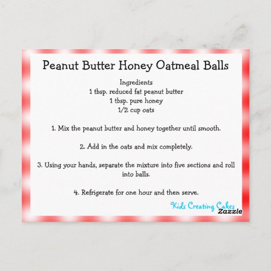 Peanut Butter Honey Oatmeel Balls Recipcard Briefkaart (Achterkant)