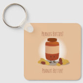 Peanut Butter Jar Nuts Cute Food Illustration Sleutelhanger (Voorkant)
