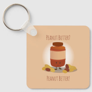 Peanut Butter Jar Nuts Cute Food Illustration Sleutelhanger