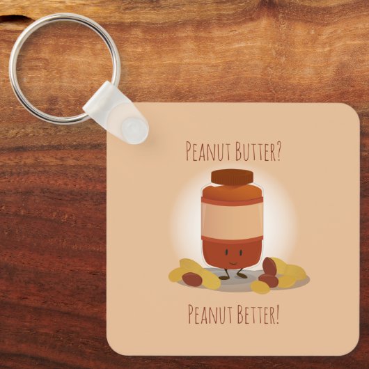 Peanut Butter Jar Nuts Cute Food Illustration Sleutelhanger (Voorkant)