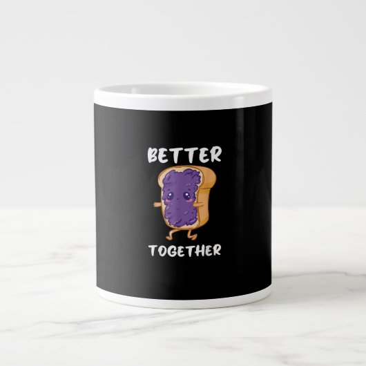Peanut Butter Jelly Better Together Funny Food Lov Grote Koffiekop (Voorkant)