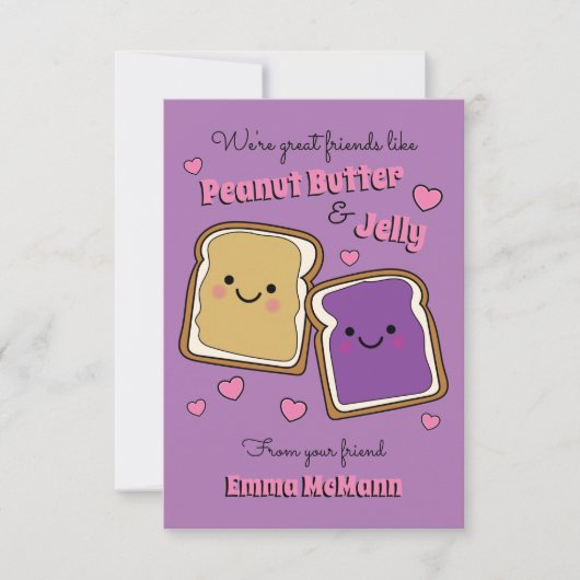 Peanut Butter Jelly Classroom Valentijn PBJ Card Bedankkaart (Voorkant)