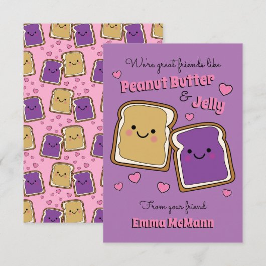 Peanut Butter Jelly Classroom Valentijn PBJ Card Bedankkaart (Voorkant / Achterkant)