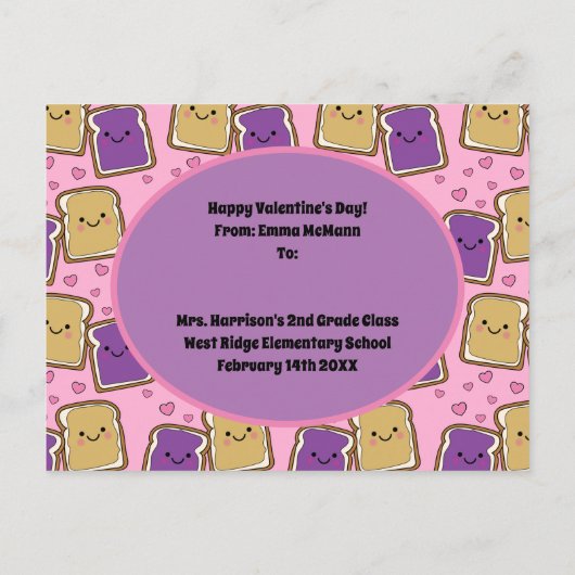 Peanut Butter Jelly Classroom Valentijn PBJ Card Briefkaart (Achterkant)
