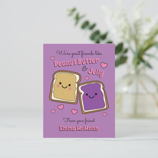 Peanut Butter Jelly Classroom Valentijn PBJ Card Briefkaart (Staand voorkant)