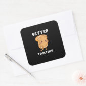 Peanut Butter Jelly Cute Couple Better Together De Vierkante Sticker (Envelop)
