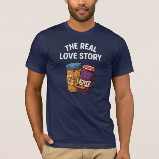 Peanut Butter & Jelly Love verhaal grappig T-shirt (Voorkant)