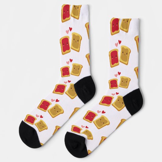 Peanut Butter & Jelly Pattern Socks Sokken (Links)