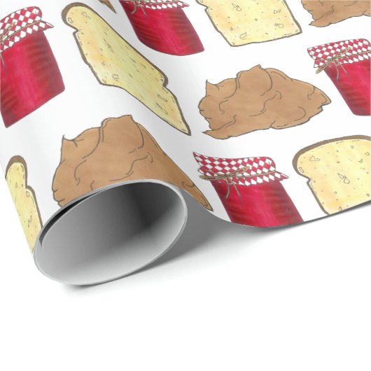 Peanut Butter Jelly Sandwich Bread Lunchtime Food Cadeaupapier (Rol Hoek)