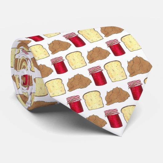Peanut Butter Jelly Sandwich Bread Lunchtime Food Stropdas (Opgerold)