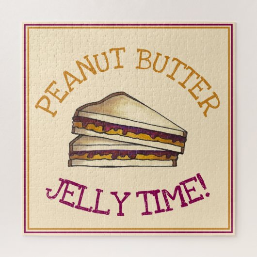 Peanut Butter Jelly Time PBJ Sandwich Lunch Foodie Legpuzzel (Verticaal)