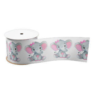 Peanut Elephant Satin Ribbon Pink Bow Satijnen Lint