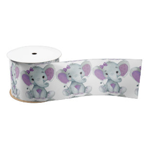 Peanut Elephant Satin Ribbon Spool Paars Bow Satijnen Lint