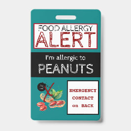 Peanut Food Allergy Alert Blauwgroen Label Badge