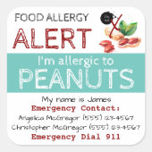 Peanut Food Allergy Sticker Light Blauwgroen (Voorkant)