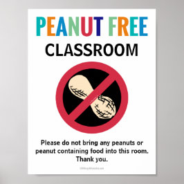 Peanut Free Classroom Gepersonaliseerd Allergy Sch Poster