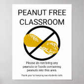 Peanut Free Classroom Sign School No Peanut Symbol Poster (Voorkant)