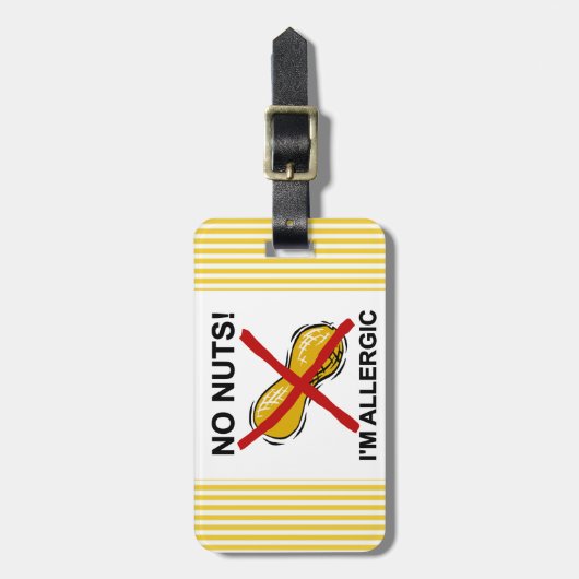Peanut NO Nuts Ik ben allergisch Bagagelabel (Voorkant verticaal)
