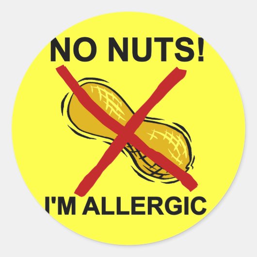 Peanut NO Nuts Ik ben allergisch Ronde Sticker (Voorkant)