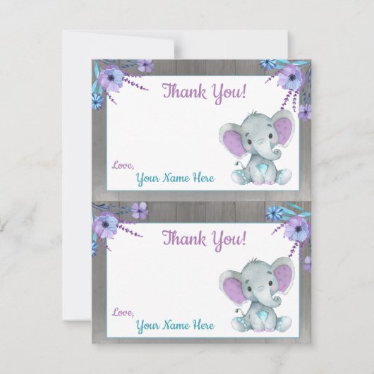 Peanut Olifant Dank u Kaarten 2 PAGINA Paarse Blau (Voorkant)