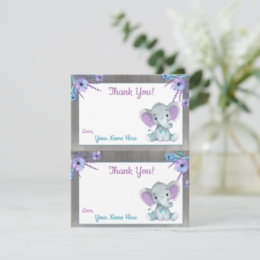 Peanut Olifant Dank u Kaarten 2 PAGINA Paarse Blau (Staand voorkant)