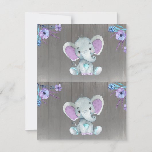 Peanut Olifant Dank u Kaarten 2 PAGINA Paarse Blau (Achterkant)