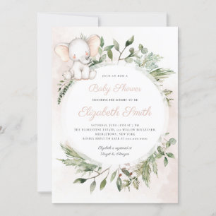 Peanut Olifant Meisje Groen Baby shower Kaart