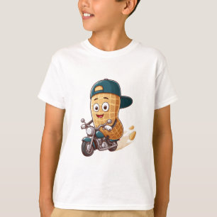 Peanut rijden op een motorfiets t-shirt