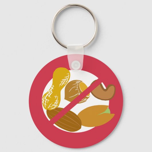 Peanut Tree Nut Free Symbol Red Allergy Kinder Sleutelhanger (Voorkant)