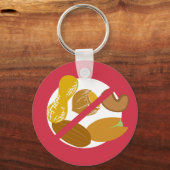 Peanut Tree Nut Free Symbol Red Allergy Kinder Sleutelhanger (Voorkant)