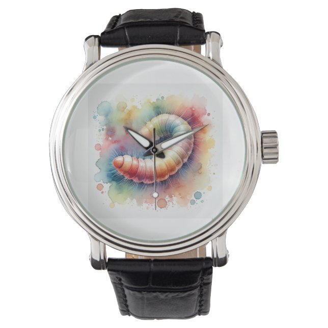Peanut worm 171024AREF111 - Watercolor Horloge (Voorkant)