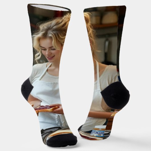 Peanutbutter and Jelly Sandwich Custom Sokken (Gebogen)