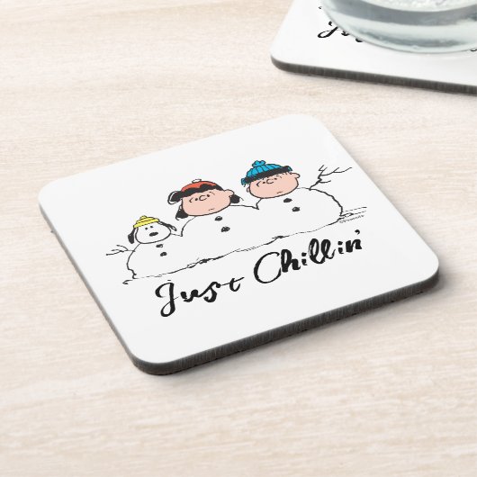 Peanuts | 3 persoons sneeuwman bier onderzetter (Linkerzijde)