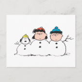 Peanuts | 3 persoons sneeuwman briefkaart (Voorkant)