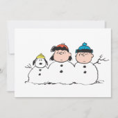 Peanuts | 3 persoons sneeuwman feestdagenkaart (Voorkant)