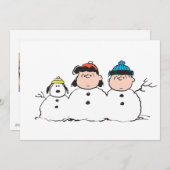 Peanuts | 3 persoons sneeuwman feestdagenkaart (Voorkant / Achterkant)