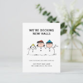 Peanuts | 3 persoons sneeuwman feestdagenkaart (Staand voorkant)