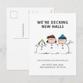 Peanuts | 3 persoons sneeuwman feestdagenkaart (Voorkant / Achterkant)