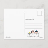 Peanuts | 3 persoons sneeuwman feestdagenkaart (Achterkant)