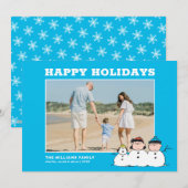 Peanuts | 3 persoons sneeuwman feestdagenkaart (Voorkant / Achterkant)