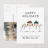 Peanuts | 3 persoons sneeuwman feestdagenkaart (Voorkant / Achterkant)